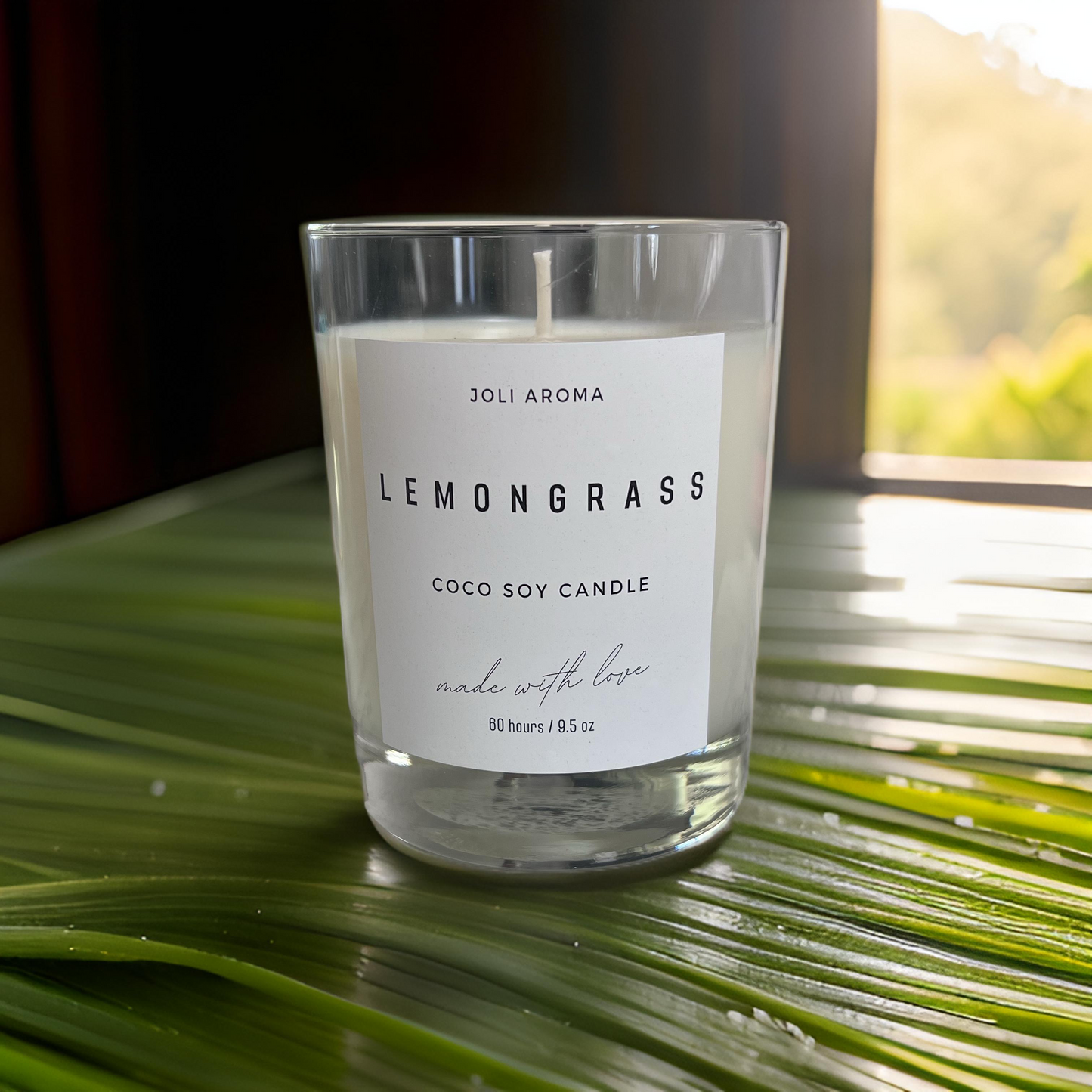 Non-Toxic Lemongrass Candle in Glass Jar - Handmade with Coconut Soy Wax for a Clean Burn