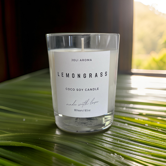 Non-Toxic Lemongrass Candle in Glass Jar - Handmade with Coconut Soy Wax for a Clean Burn