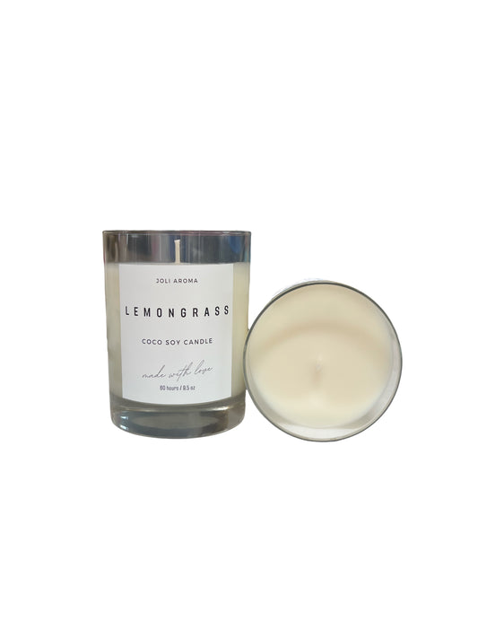 Non-Toxic Lemongrass Candle in Glass Jar - Handmade with Coconut Soy Wax for a Clean Burn